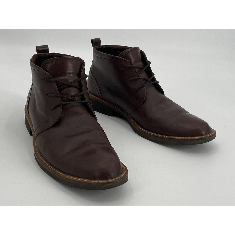 Ecco Men's Leather Lace Up Round Toe Ankle Brown Chukka Boots Size EUR 39